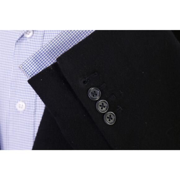 Bespoke Custom Black 100% Cashmere Flannel 2-Btn Blazer Jacket 42R - Picture 7 of 8